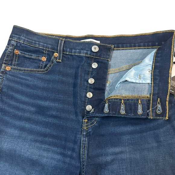Re/Done 90s High Rise Loose Jeans Size 29 NWT Deep Faded Blue Button Fly - Picture 5 of 12